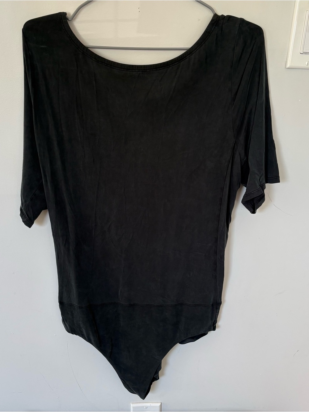 Lululemon The Lab Drape Front Low Back Bodysuit Charcoal Grey 12